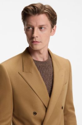 BECKHAM x BOSS double-breasted suit jacket in wool and cashmere, Beige