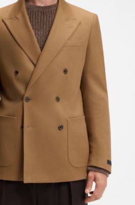BECKHAM x BOSS double-breasted suit jacket in wool and cashmere, Beige