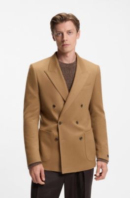 BECKHAM x BOSS double-breasted suit jacket in wool and cashmere, Beige