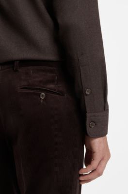 BECKHAM x BOSS relaxed-fit shirt in virgin wool, Brown