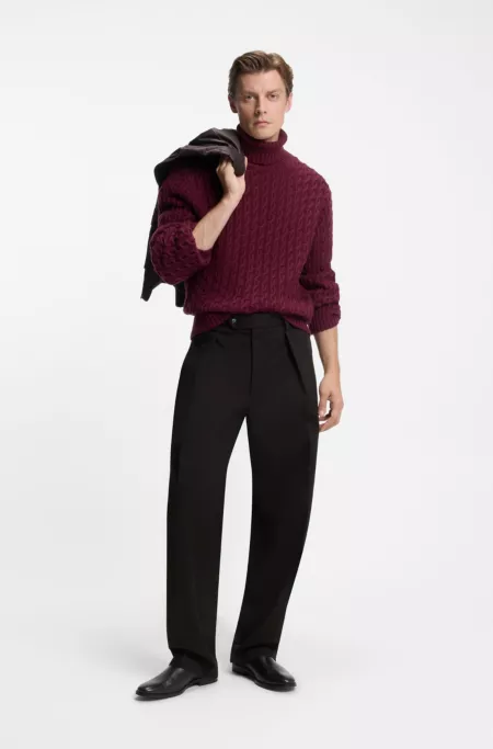 BECKHAM x BOSS micro-patterned trousers in cotton