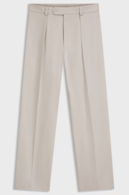 BECKHAM x BOSS micro-patterned trousers in cotton, Light Beige