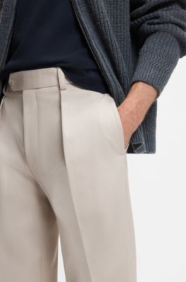 BECKHAM x BOSS micro-patterned trousers in cotton, Light Beige