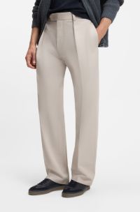 Fein gemusterte BECKHAM x BOSS Hose aus Baumwolle, Hellbeige