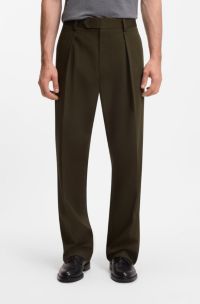 BECKHAM x BOSS-broek van katoen microdessin, Groen