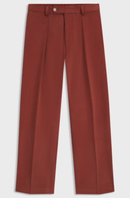 BECKHAM x BOSS micro-patterned trousers in cotton, Dark Red