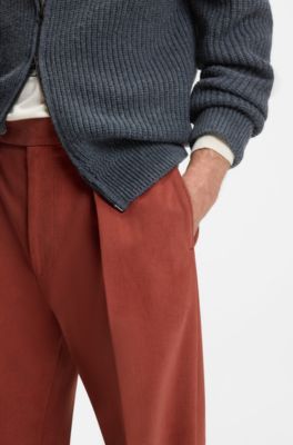 BECKHAM x BOSS micro-patterned trousers in cotton, Dark Red