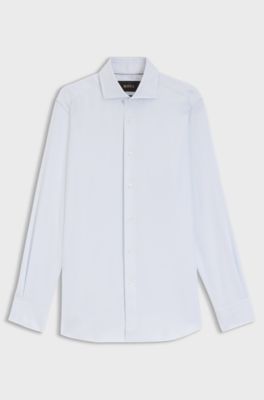 Regular-fit shirt in Italian-made striped cotton, Light Blue stripes