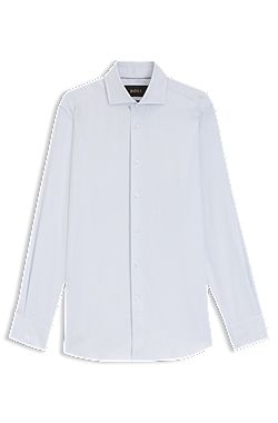 Regular-fit shirt in Italian-made striped cotton
