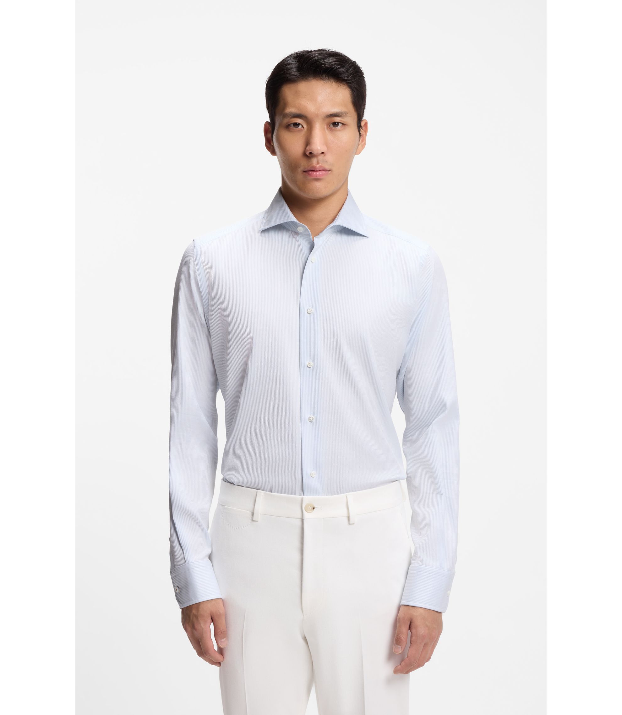 Regular-Fit Hemd aus in Italien gefertigter Baumwolle mit Streifen-Dessin