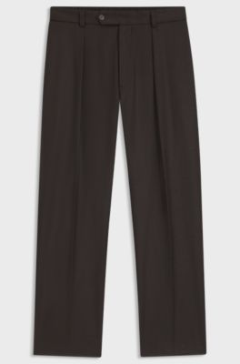 BOSS BY BECKHAM relaxed-fit trousers in virgin wool, Brown