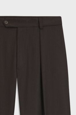 BOSS BY BECKHAM relaxed-fit trousers in virgin wool, Brown