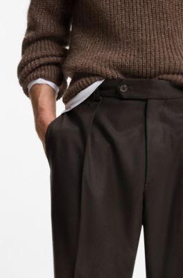 BECKHAM x BOSS relaxed-fit trousers in virgin wool, Brown
