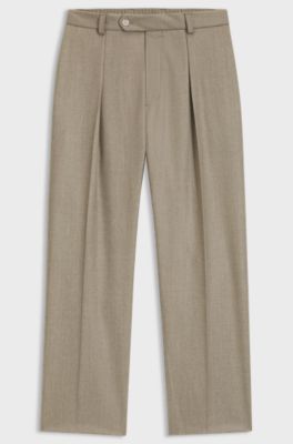 BECKHAM x BOSS relaxed-fit trousers in virgin wool, Beige