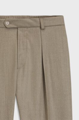 BOSS BY BECKHAM relaxed-fit trousers in virgin wool, Beige