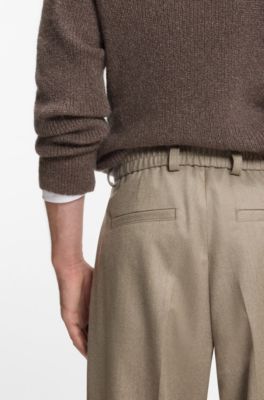 BOSS BY BECKHAM relaxed-fit trousers in virgin wool, Beige