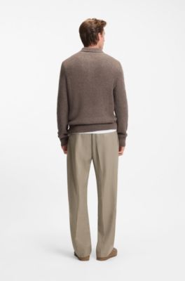 BOSS BY BECKHAM relaxed-fit trousers in virgin wool, Beige