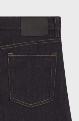 Jeans aus japanischem Selvedge-Denim mit weitem Beinverlauf, Dunkelblau