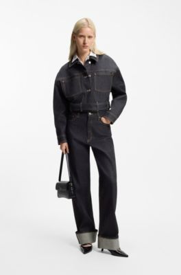 Wide-leg jeans in Japanese selvedge denim, Dark Blue