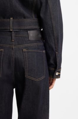 Jeans aus japanischem Selvedge-Denim mit weitem Beinverlauf, Dunkelblau