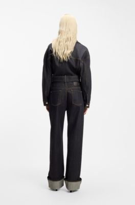 Jeans aus japanischem Selvedge-Denim mit weitem Beinverlauf, Dunkelblau