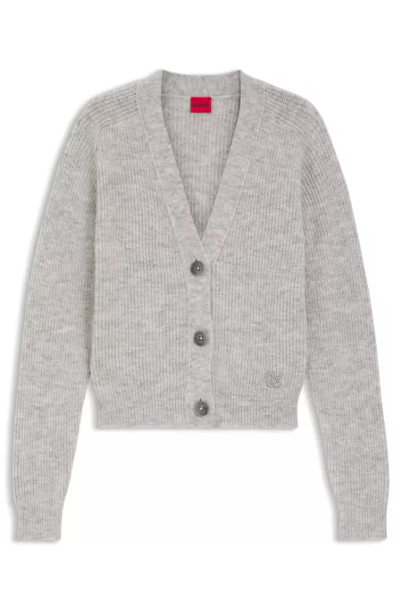 Relaxed-fit cardigan with stacked-logo embroidery