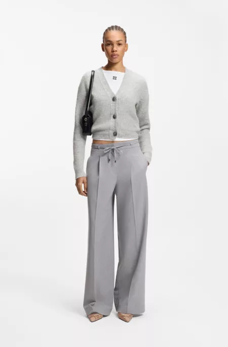 Relaxed-fit cardigan with stacked-logo embroidery