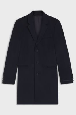 BECKHAM x BOSS slim-fit coat in wool and cashmere, Dark Blue