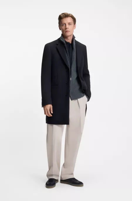 BECKHAM x BOSS slim-fit coat in wool and cashmere