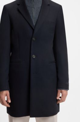 BECKHAM x BOSS slim-fit coat in wool and cashmere, Dark Blue