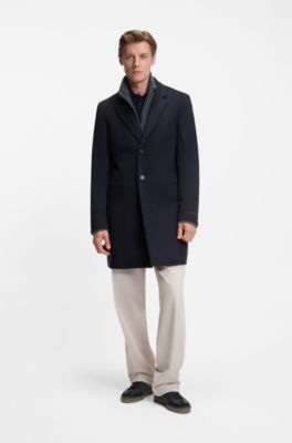 BECKHAM x BOSS slim-fit coat in wool and cashmere, Dark Blue