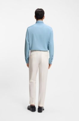 Regular-fit shirt in Italian-made denim, Light Blue