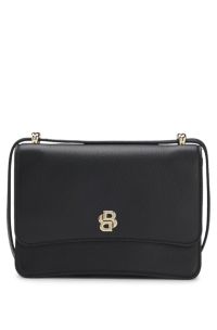 Leather crossbody bag with Double B monogram trim, Black