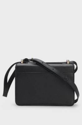 Leather crossbody bag with Double B monogram trim, Black