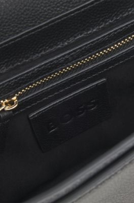 Leather crossbody bag with Double B monogram trim, Black