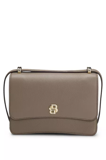 Leather crossbody bag with Double B monogram trim