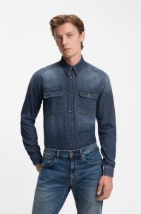 BECKHAM x BOSS Camicia in denim blu, Blu scuro