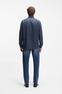 BECKHAM x BOSS shirt in blue denim, Dark Blue