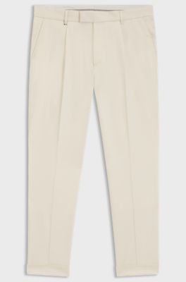 Washable trousers in comfort-stretch fabric, Natural