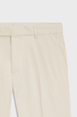 Washable trousers in comfort-stretch fabric, Natural