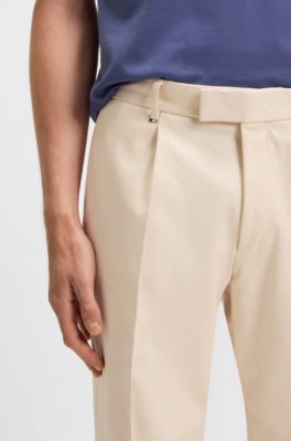 Washable trousers in comfort-stretch fabric, Natural