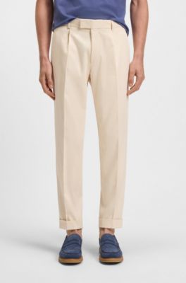 Pantalones en tejido el&aacute;stico lavable de gran comodidad, Natural