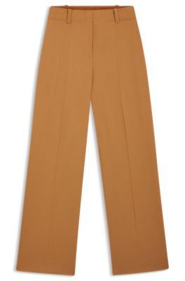 Regular-fit trousers in melange flannel, Light Brown