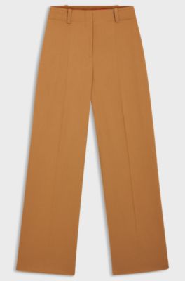 Regular-fit trousers in melange flannel, Light Brown