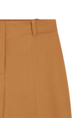 Regular-fit trousers in melange flannel, Light Brown