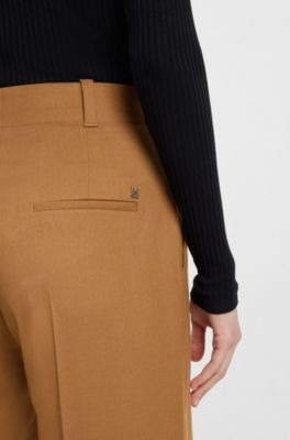 Regular-fit trousers in melange flannel, Light Brown
