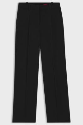 Regular-fit trousers in stretch crepe, Black