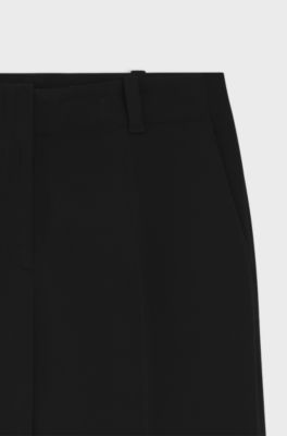 Pantalon Regular en cr&ecirc;pe stretch, Noir