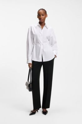 Regular-fit trousers in stretch crepe, Black