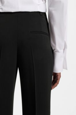 レギュラーフィットパンツ ストレッチクレープ, ブラック